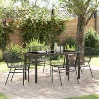 Set of 3 Black PE Rattan, Powder-Coated Steel