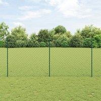 Berkfield Home Chain Link Fence with 10 U Posts Green 1.4x10 m Steel