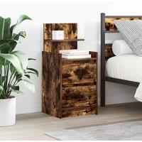 Bedside Cabinets with 2 Drawers 2 pcs Smoked Oak 38x34x80 cm