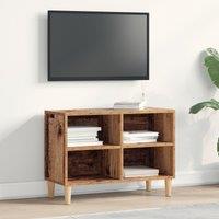Berkfield Home TV Cabinet with Wooden Leg Old Wood 69.5x30x50 cm in Brown