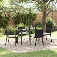 Berkfield Home 5 Piece Garden Dining Set Black Poly Rattan