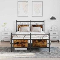 Berkfield Home Bed Frame without Mattress Smoked Oak 120x200 cm Engineered Wood in Brown | Size: Small Double
