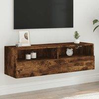 Berkfield Home TV Wall Cabinet Smoked Oak 100x30x30 cm Engineered Wood in Brown | Size: 100 x 30 x 30 cm