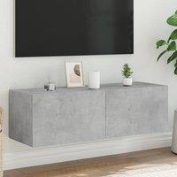 Berkfield Home TV Wall Cabinet with LED Lights Concrete Grey 100x35x31 cm | Size: 100 x 35 x 31 cm
