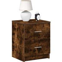 Bedside Cabinet with 2 Drawers Smoked Oak 40x36x50 cm