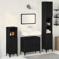 Berkfield Home Bathroom Furniture Set Set of 3 Black Oak Engineered Wood