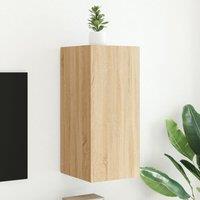 Berkfield Home TV Wall Cabinet with LED Lights Sonoma Oak 30.5x35x70 cm in Brown