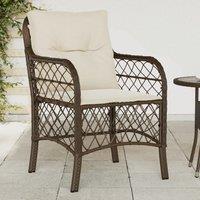Berkfield Home Garden Chairs with Cushions 2 pcs Brown Poly Rattan