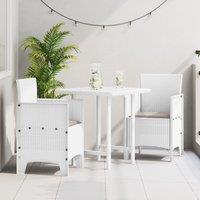 Garden Chair Set of 2 White Taupe Plastic Rattan Polyester