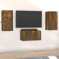 3 Piece TV Cabinet Set Smoked Oak Engineered Wood