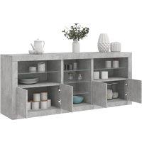 Berkfield Home Sideboard with LED Lights Concrete Grey 162x37x67 cm | Size: 162 x 37 x 67 cm