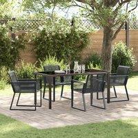 Berkfield Home 5 Piece Garden Dining Set Black Poly Rattan