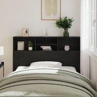 Berkfield Home Headboard Cabinet - Black Oak, 140x19x103.5 cm, Made of Engineered Wood | Size: 140x19x103.5 cm