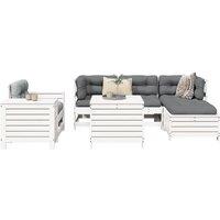 7 Piece Garden Sofa Set White Solid Wood Pine