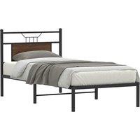 Bed Frame without Mattress Brown Oak 75x190 cm Small Single Engineered Wood