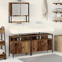 Berkfield Home Bathroom Sink Cabinet with Built-in Basin Old Wood Engineered Wood in Brown