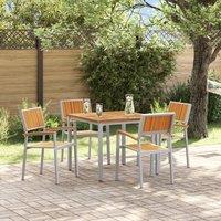 5 Piece Garden Dining Set Solid Wood Acacia and Metal