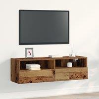 Berkfield Home TV Wall Cabinet Old Wood 100x30x30 cm Engineered Wood in Brown | Size: 100 x 30 x 30 cm