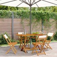 Berkfield Home Folding Garden Chairs 4 pcs Cream White Fabric & Solid Wood