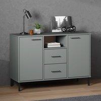 Berkfield Home Sideboard with Metal Legs Grey 113x40x77 cm Solid Wood OSLO | Size: 113 x 40 x 77 cm