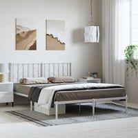 Berkfield Home Metal Bed Frame without Mattress with Headboard White 193x203cm | Size: 193x203 cm