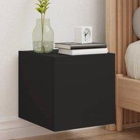 Berkfield Home TV Wall Cabinets with LED Lights 2 pcs Black 30.5x35x30 cm
