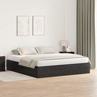 Berkfield Home Storage Bed Frame Black Oak 200x200 cm