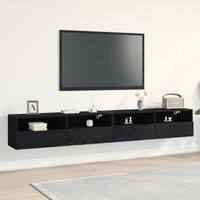 Berkfield Home TV Wall Cabinets 2 pcs Black Oak 100x30x30 cm Engineered Wood | Size: 100 x 30 x 30 cm