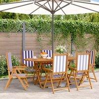 Berkfield Home Reclining Garden Chairs 6 pcs Blue & White Fabric & Solid Wood