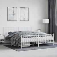 Metal Bed Frame without Mattress with FootboardWhite 180x200cm