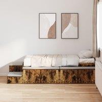 Storage Bed Smoked Oak Engineered Wood 100 x 200 cm Storage Bed