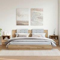 Berkfield Home Bedside Cabinets 2 pcs Artisan Oak 40x40x50 cm Engineered Wood in Brown | Size: 40 x 40 x 50 cm