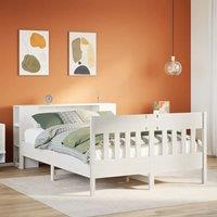 Bookcase Bed without Mattress White 140x190cm Solid Wood Pine