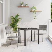 Berkfield Home 3 Piece Garden Dining Set Grey Poly Rattan
