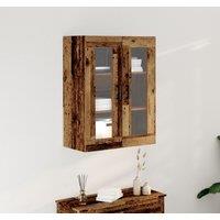 Berkfield Home Wall-Mounted Cabinet with Glass Doors - Old Wood - 69.5x34x90 cm in Brown