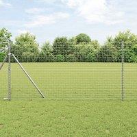 Fence Posts Set Set of 14 Silver Galvanised steel