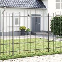 Berkfield Home Fence Panel with Spike Arch Set of 5 Grey Powder-Coated Steel
