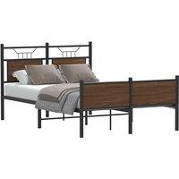 Berkfield Home Bed Frame without Mattress Brown Oak 120x200 cm Engineered Wood | Size: Small Double