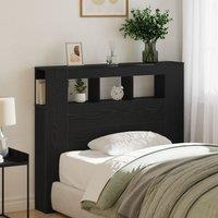 Berkfield Home Storage Headboard with LED Lights Black Oak 120x18, 5x103, 5 cm
