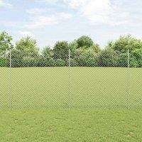Berkfield Home Chain Link Fence with 20 U Posts Silver 1.6x10 m Steel