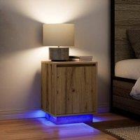 Bedside Cabinets with LED Lights2 pcs Artisan Oak 38x34x50 cm