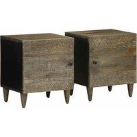 Bedside Cabinets 2 pcs Light Grey 40x33x46 cm Solid Wood Mango
