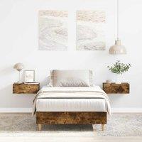 Berkfield Home Bed Frame No Mattress Smoked Oak 75x190 cm Small Single Engineered Wood in Brown