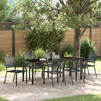 3 Piece Garden Dining Set Anthracite Steel