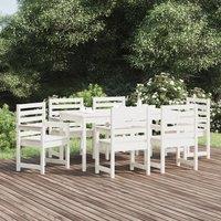 Berkfield Home 7 Piece Garden Dining Set White Solid Wood Pine