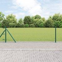Fence Posts Set Set of 7 Green Concrete, Metal 3.2 x 3.2 x 50 cm