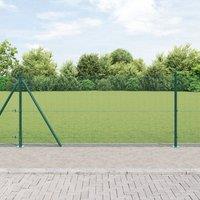 Berkfield Home Welded Wire Fence with 13 Flanged Posts Green 1x100 m Steel