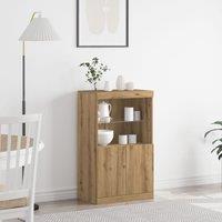 Berkfield Home Sideboard with LED Lights Artisan Oak 60x37x100 cm in Brown | Size: 60 x 37 x 100 cm