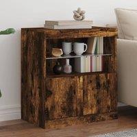 Berkfield Home Sideboard with LED Lights Smoked Oak 60x37x67 cm in Brown | Size: 60 x 37 x 67 cm