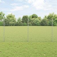 Chain Link Fence with 20 U Posts Silver 1.2x10 m Steel